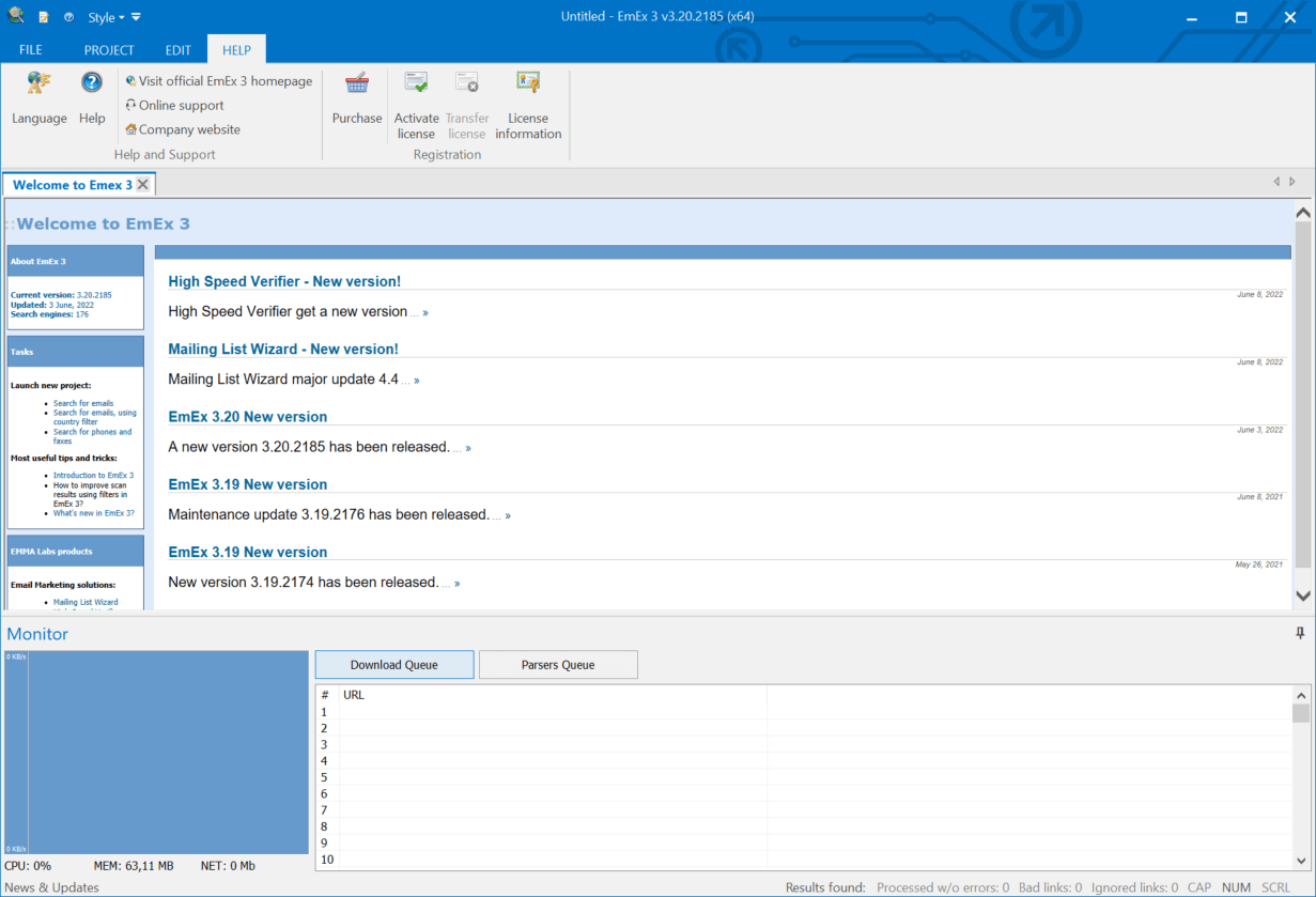 Advanced Email Extractor PRO Welcome screen
