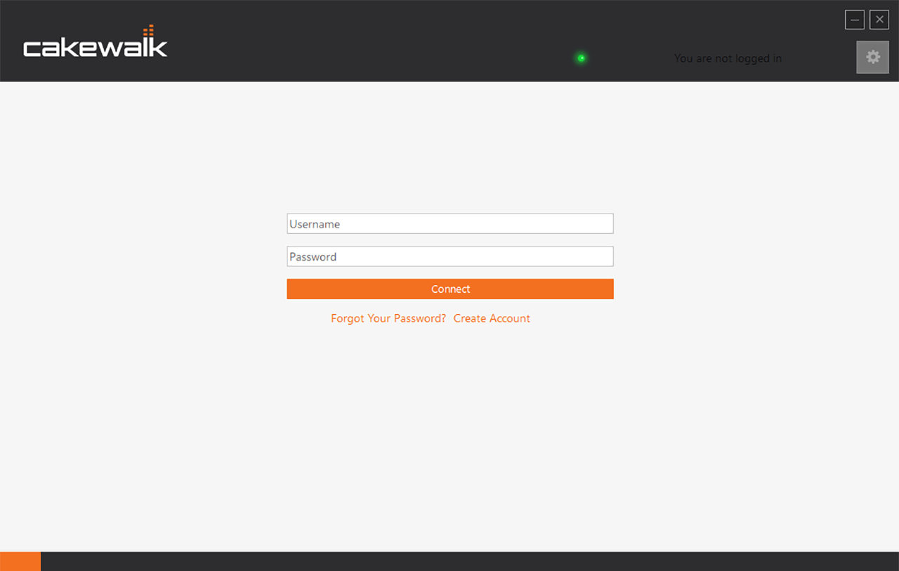 Cakewalk Command Center Login screen