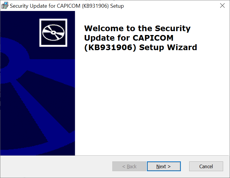 Capicom Setup wizard
