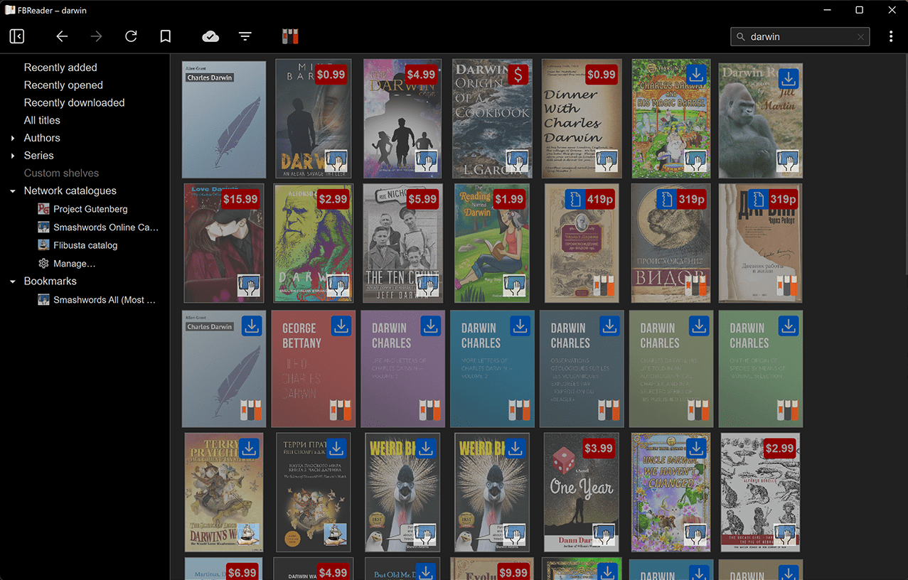 FBReader Search results