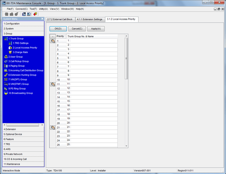 KX TDA Maintenance Console Local access priority