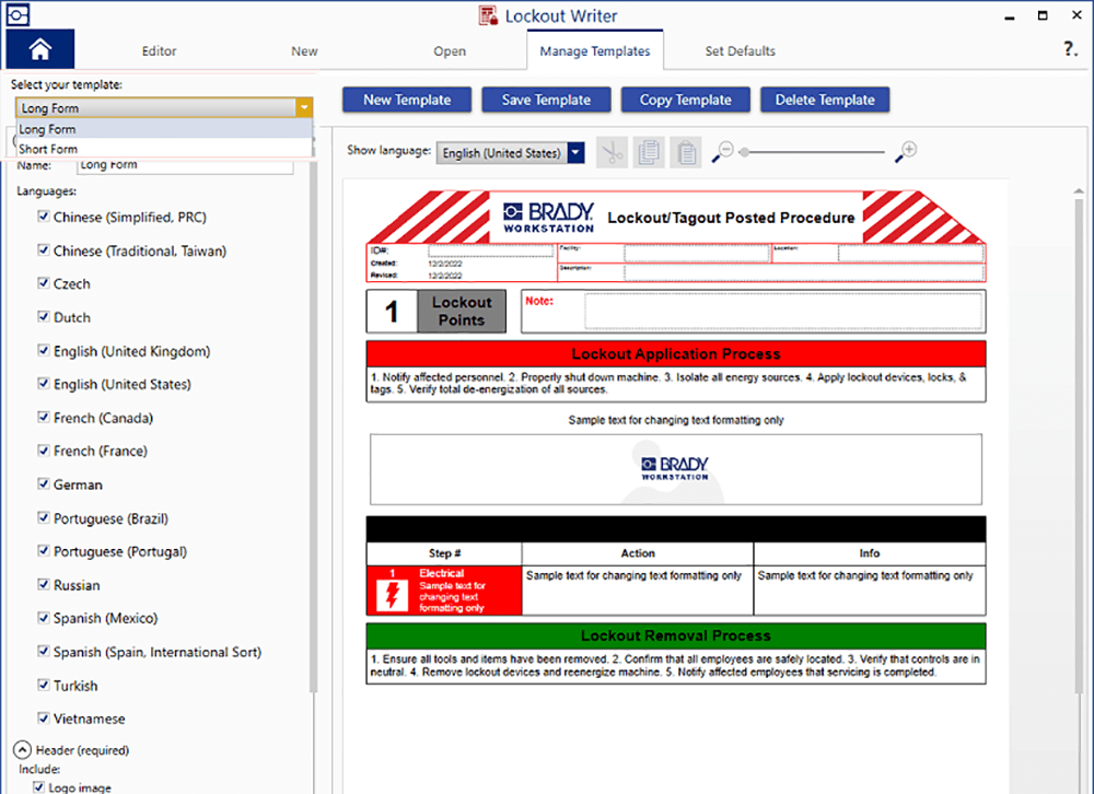 Lockout PRO Procedure creation