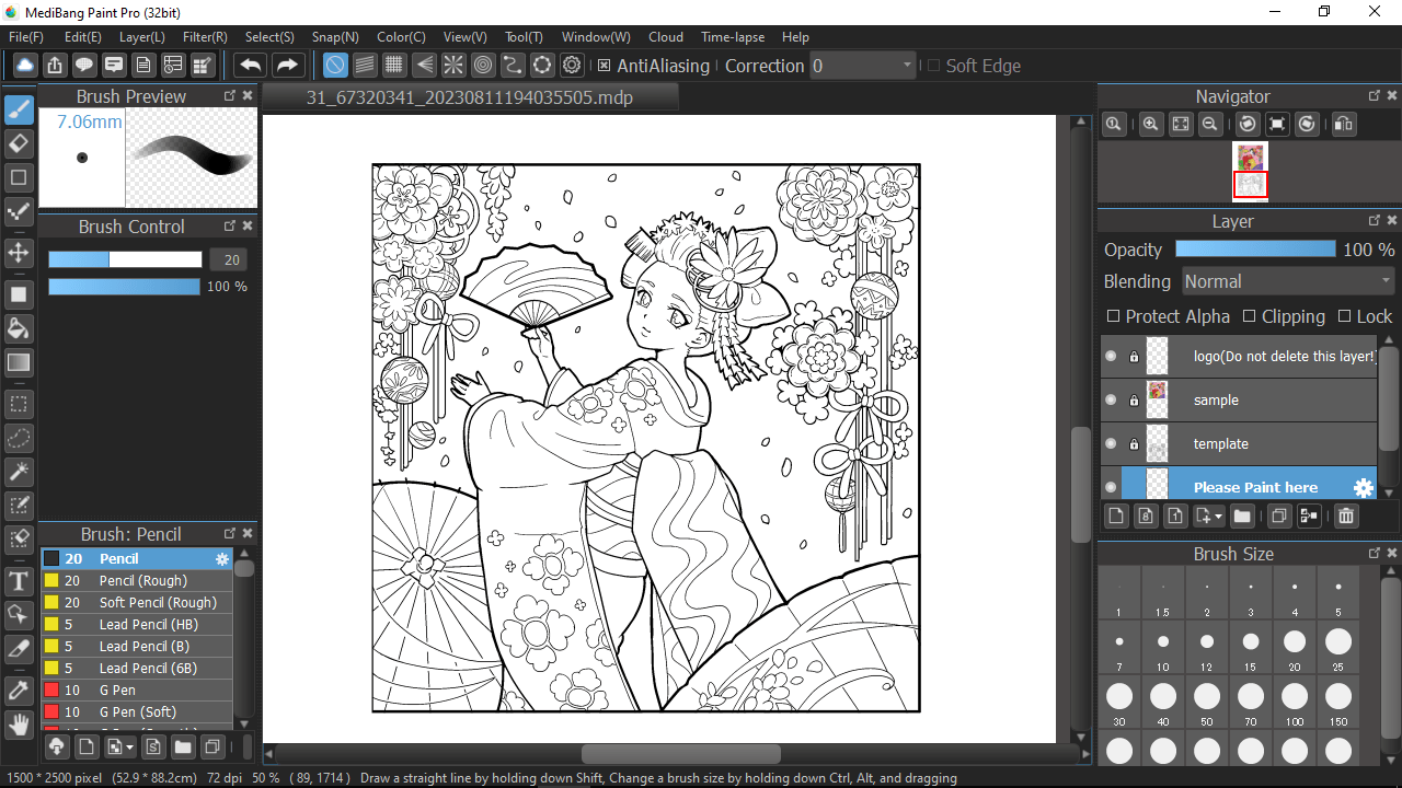 MediBang Paint Editing area