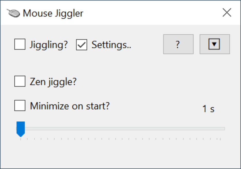 Mouse Jiggler Main window