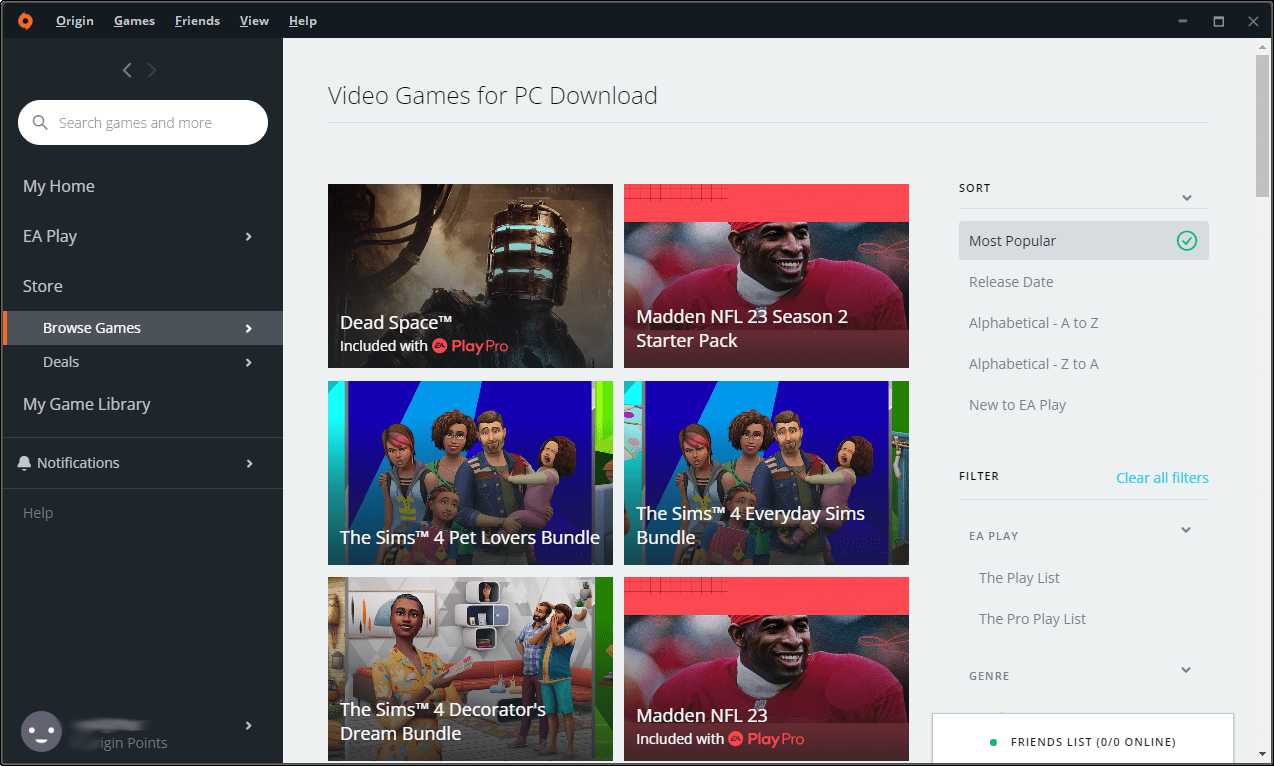 Origin Game store