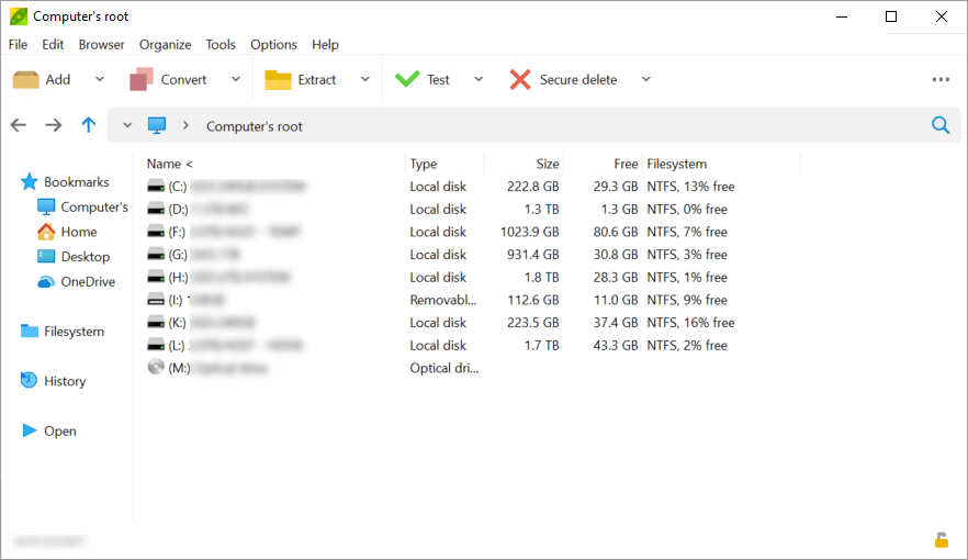 PeaZip File browser
