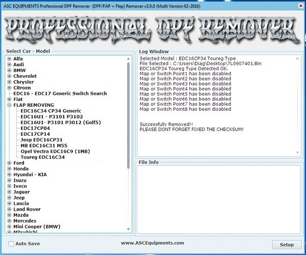 Professional DPF EGR Remover Supported vehicle models