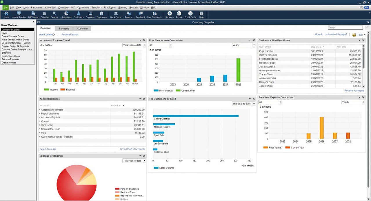QuickBooks Company snapshot
