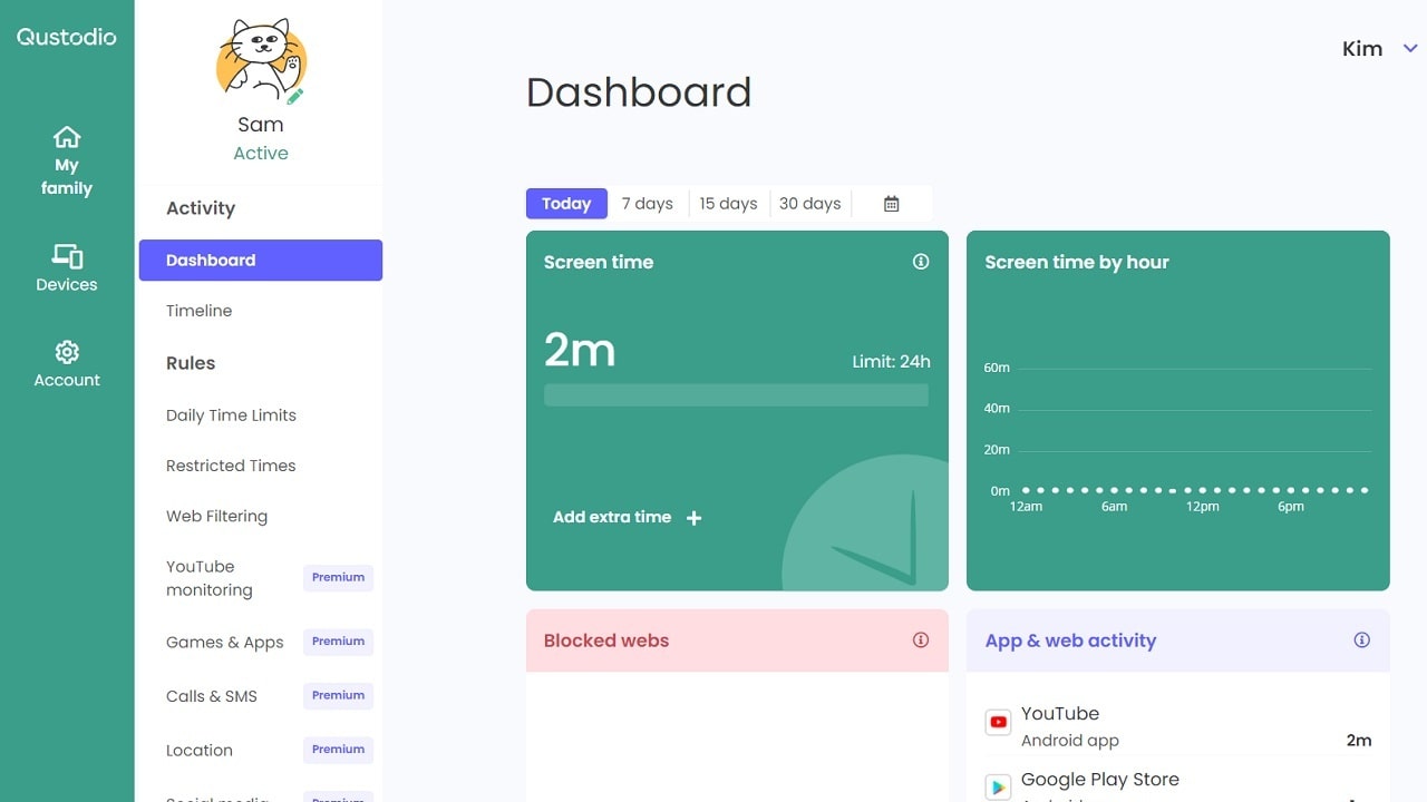 Qustodio Dashboard