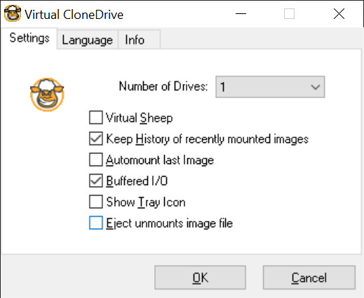 Virtual CloneDrive General settings