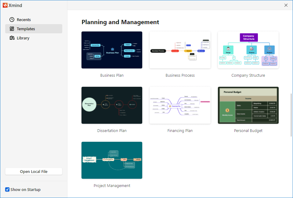 XMind Included templates