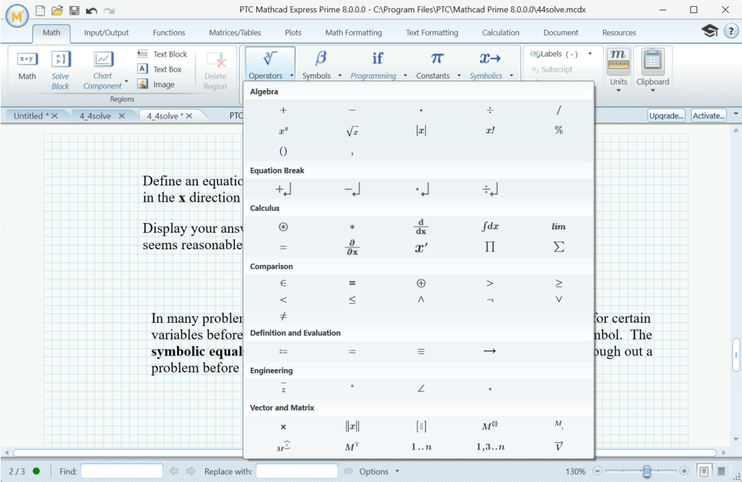 mathcad-included-operators