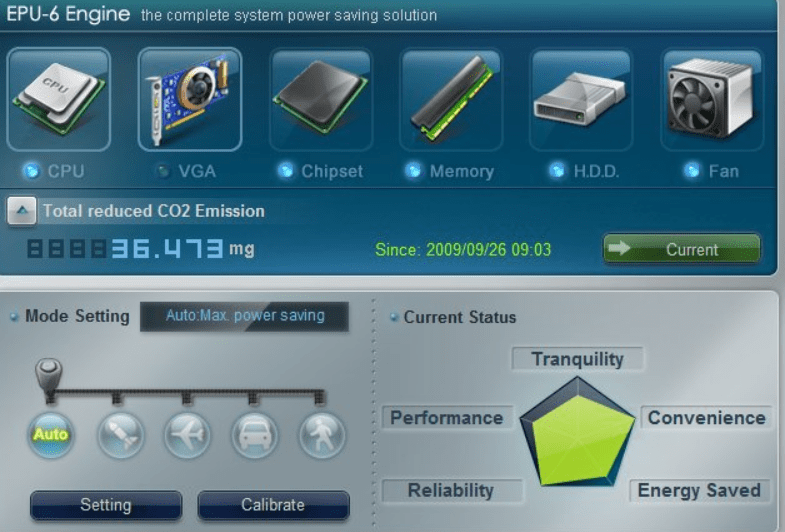 ASUS EPU Главное меню