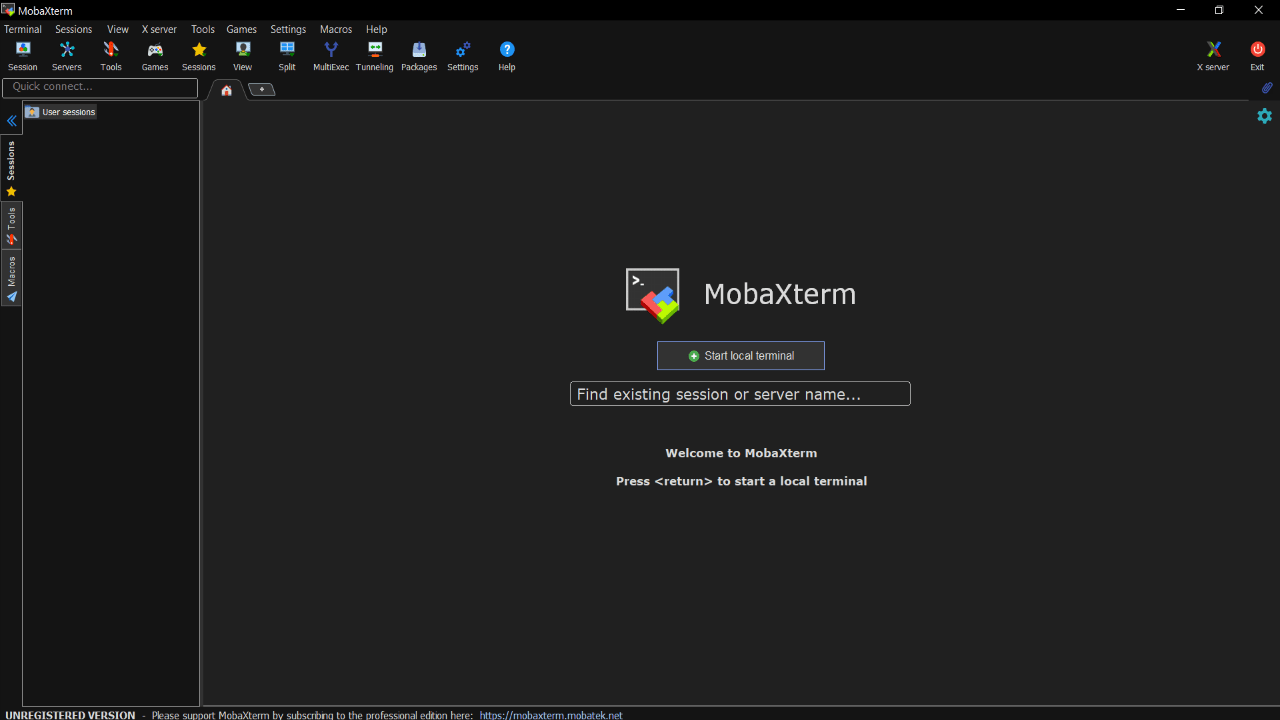 MobaXterm Главное окно