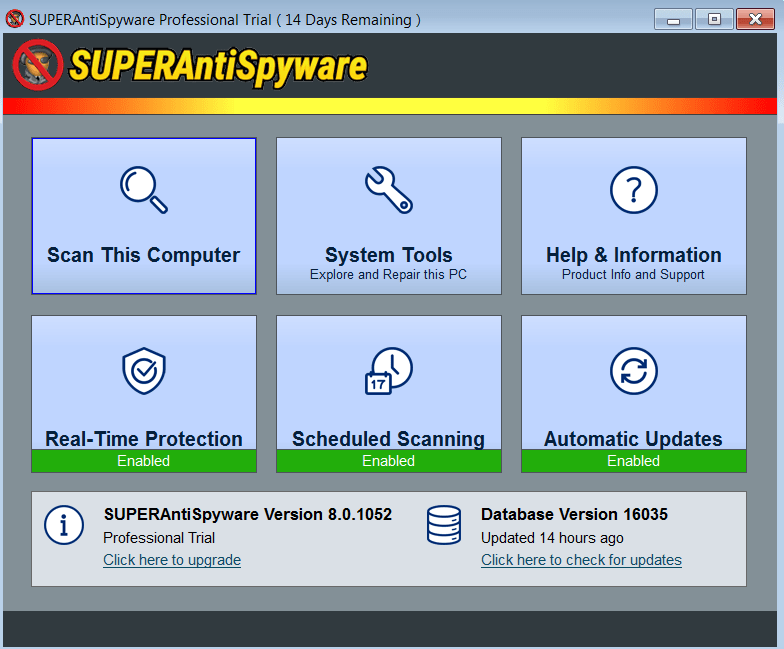 SuperAntiSpyware Начало работы
