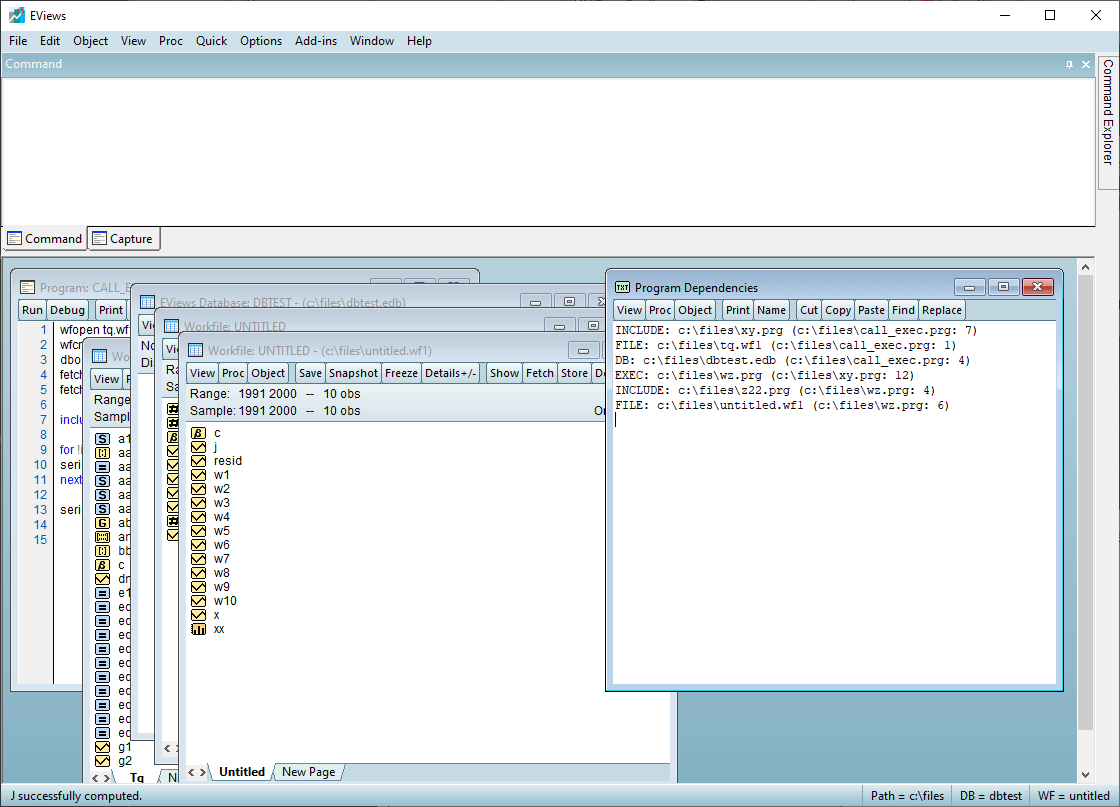 eviews-program-dependencies